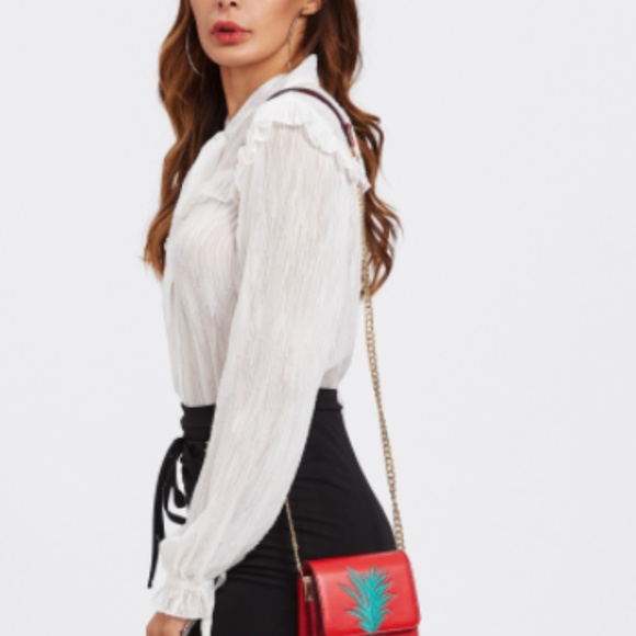 Red&Gold Sequin PINEAPPLE Shoulder Bag - Picture 4 of 5